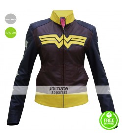 Wonder Woman Logo Cosplay Costume Leather Jacket